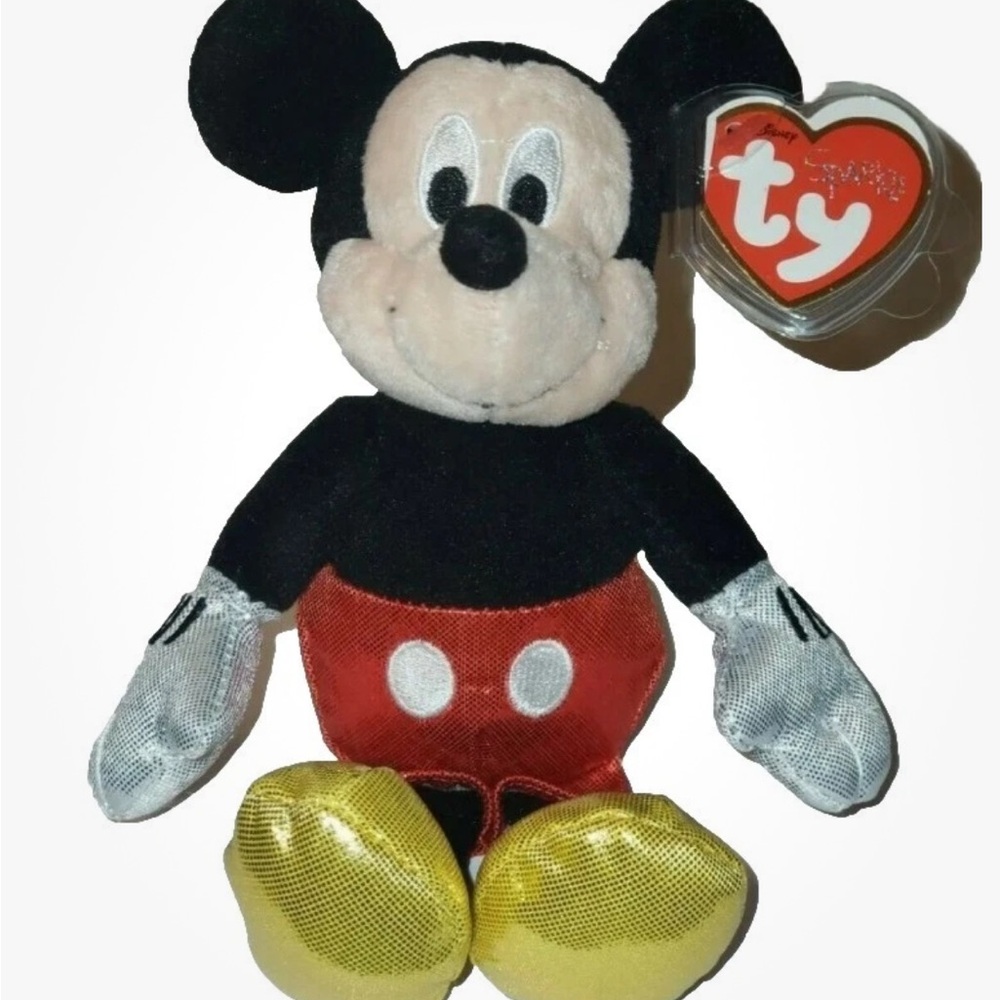 Ty Beanie Baby Disney Sparkle MICKEY MOUSE 8" Sparkle Red NEW Plush Stuffed Toy